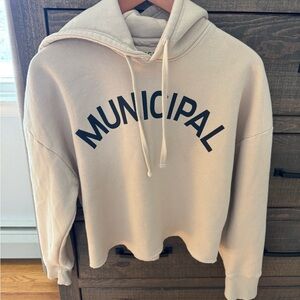 Municipal Phoenix Open Cropped Hoodie Cream Small Athleisure